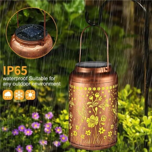 Solar Lantern Outdoor Hummingbird Butterfly Garden Light Gift for Mom Grandma - Picture 2 of 7